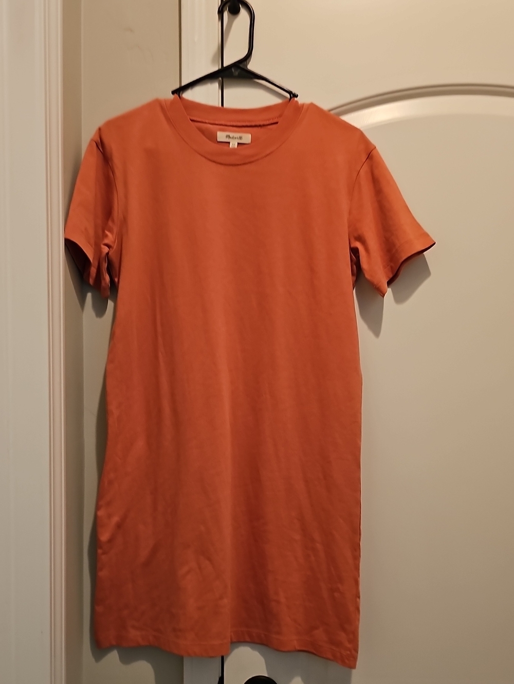 Madewell Solid Burnt Orange Short Sleeve Tee Dress